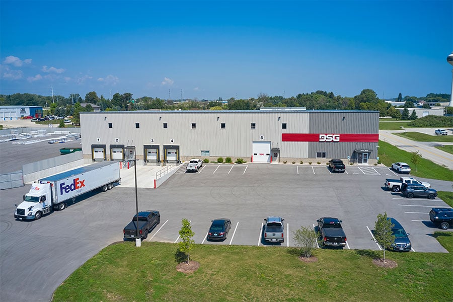 Dakota-Supply-Group-aerial-view-showing-parking-lot-and-full-building